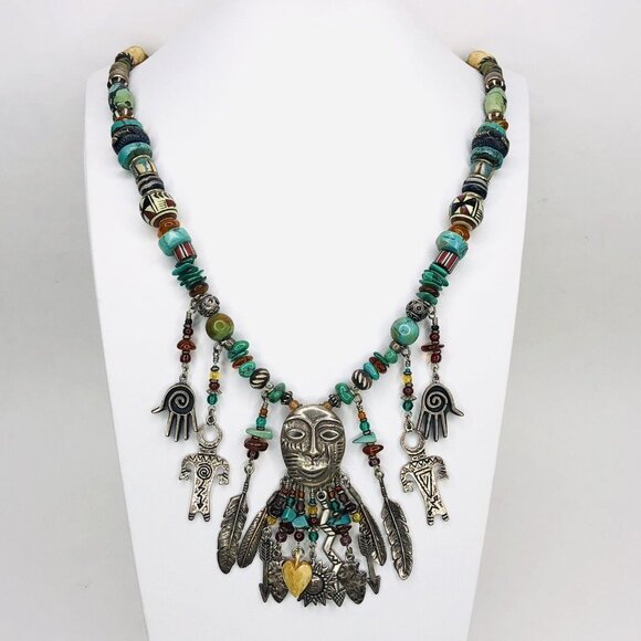 Robert Shields SPIRIT Necklace Earrings Sterling Silver Turquoise Southwestern - Picture 4 of 11